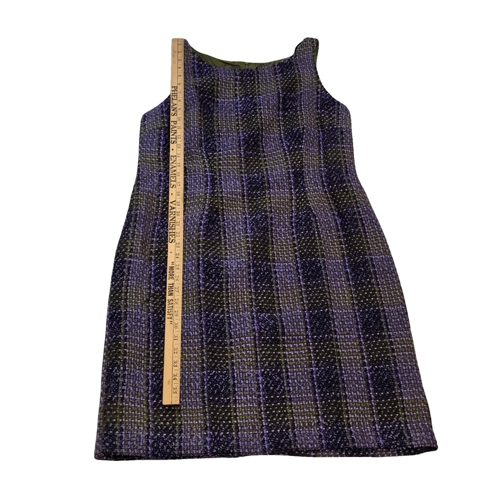 Jessica Howard Size 14 2-Piece Tweed Dress Jacket Set Purple Green Plaid Vintage - Picture 5 of 11
